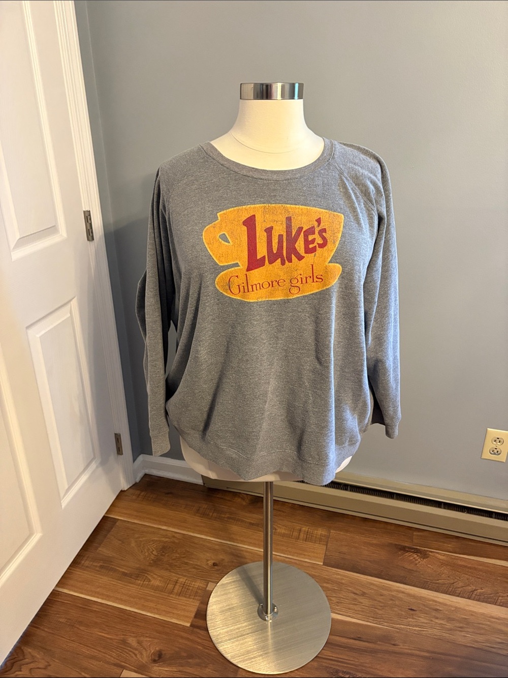 torrid Gray Gilmore Girls "Luke's" Sweatshirt with Yellow & Red Graphic-